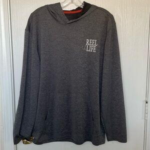 Reel Life Hoodie Gray Long Sleeve Fishing Lightweight Quick Dry Large XL